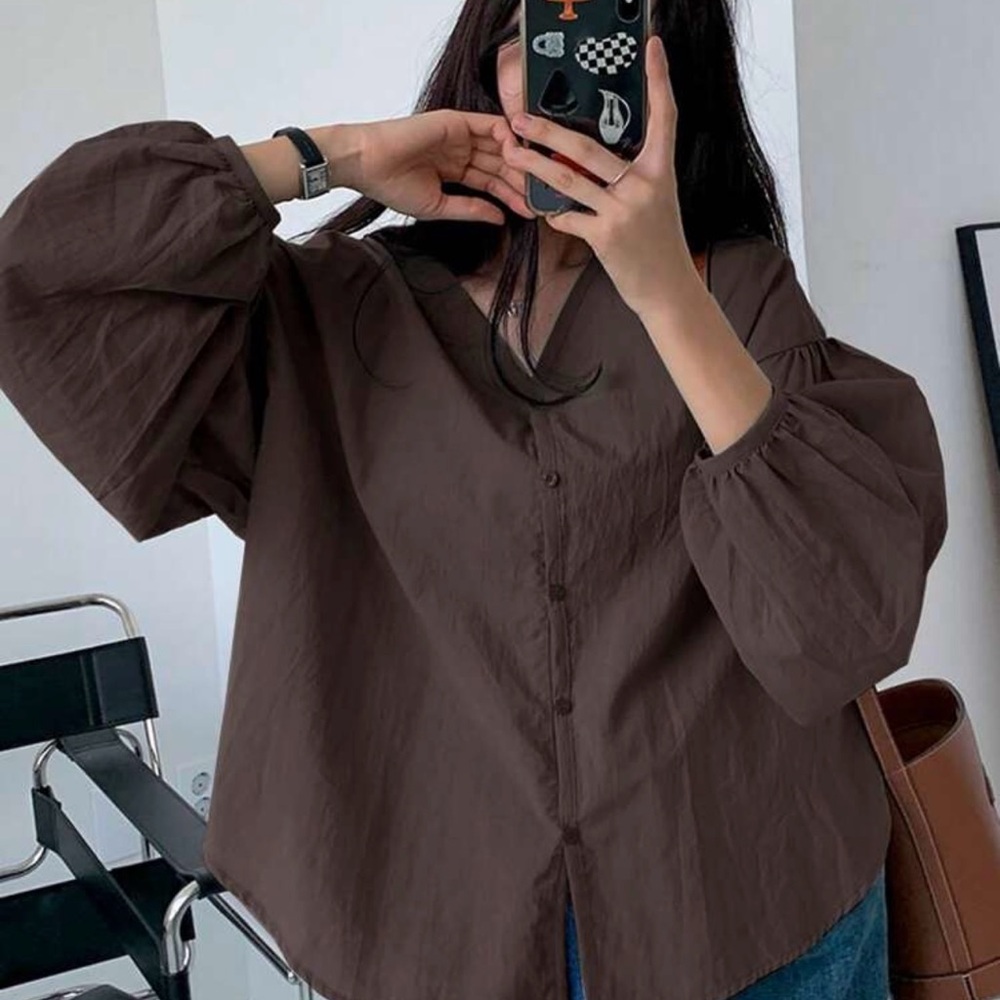 EUC Brown Button Down Women's Top